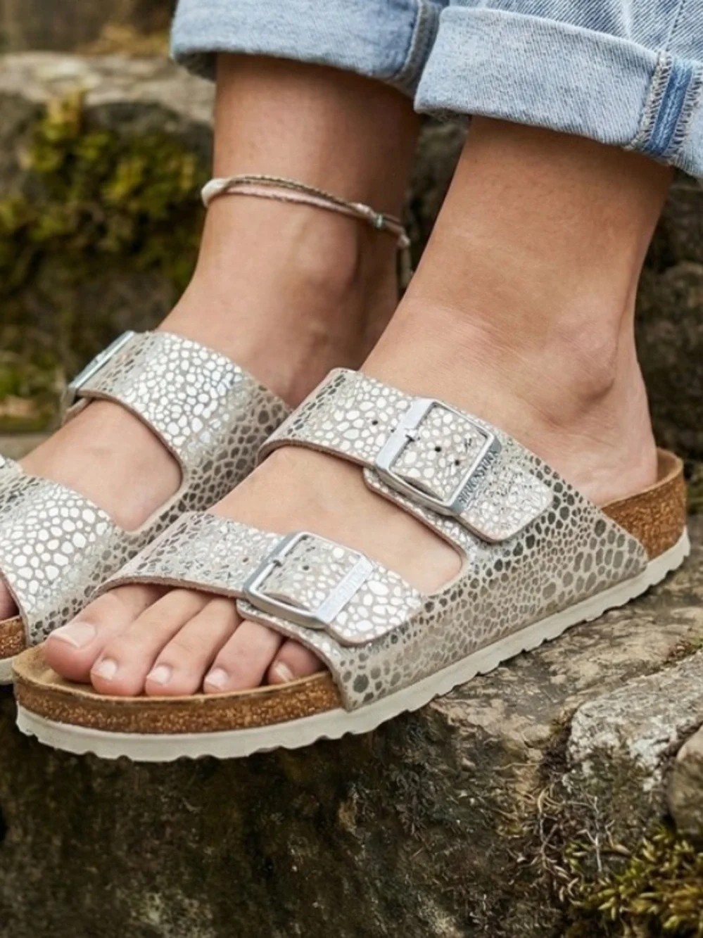 Birkenstock Arizona Sandals Metallic Slides - Picture 11 of 12